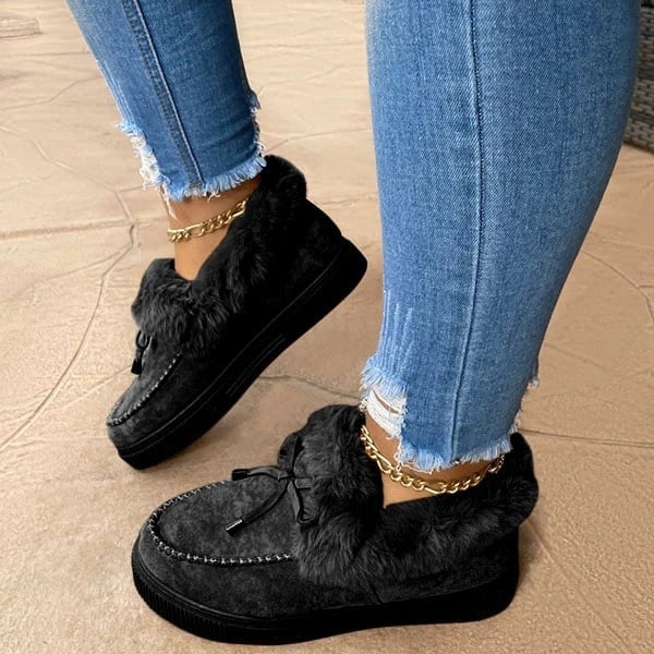 Furiva | Dameswinterlaarzen met bontvoering, warme pluche instapschoenen, comfortabele schoenen