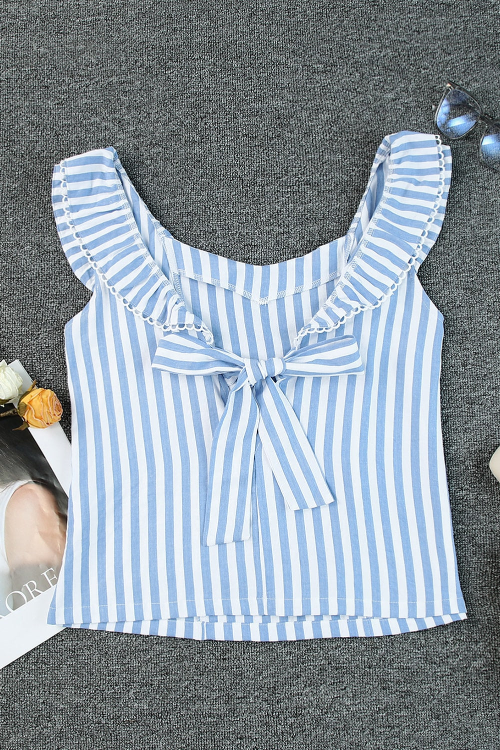 Nevena | Gestreepte Tanktop met Strikdetail op de Rug
