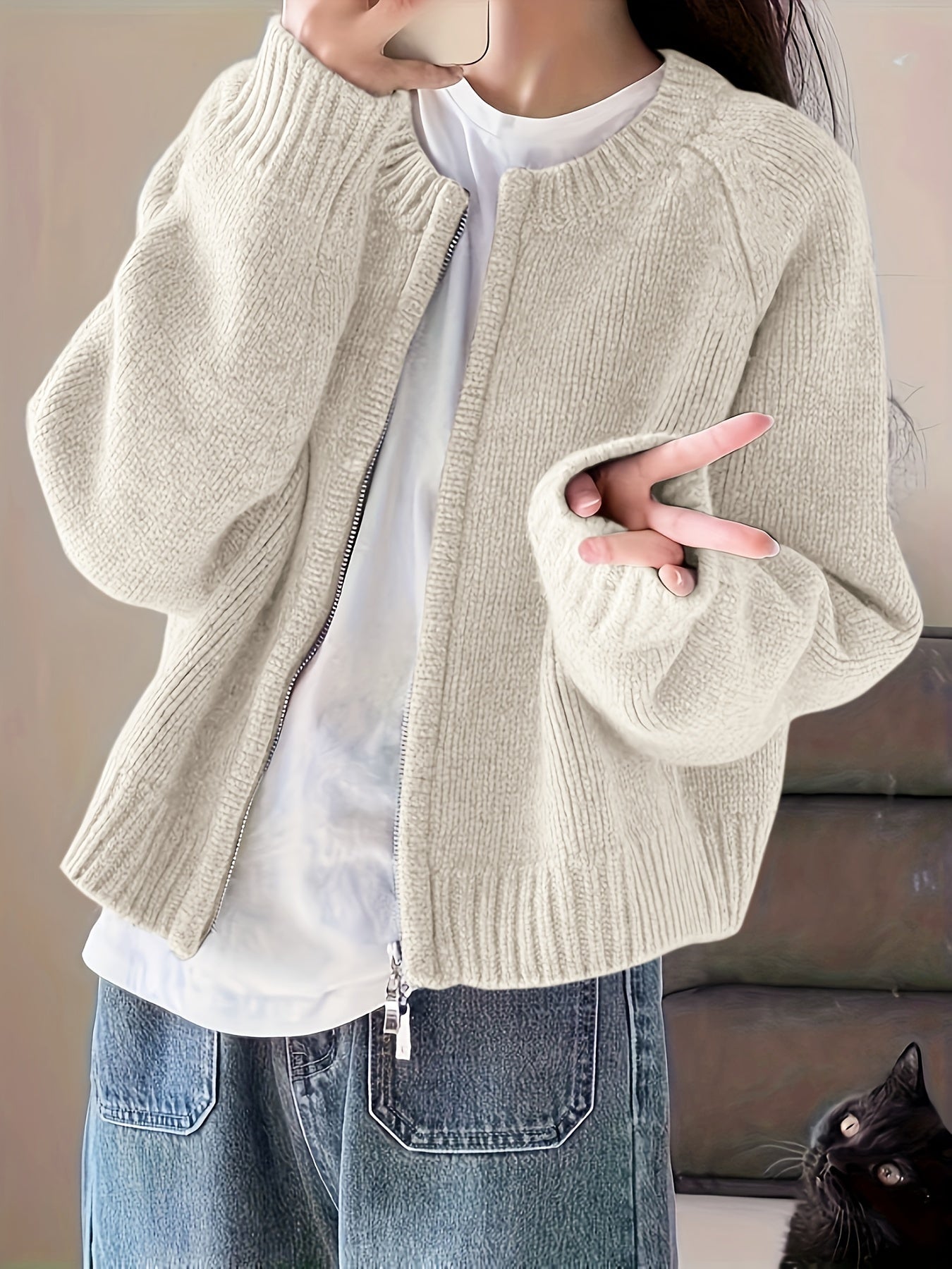 Jivrae | Damesvest met volledige ritssluiting – Lichtgewicht casual en comfortabel gebreid vest