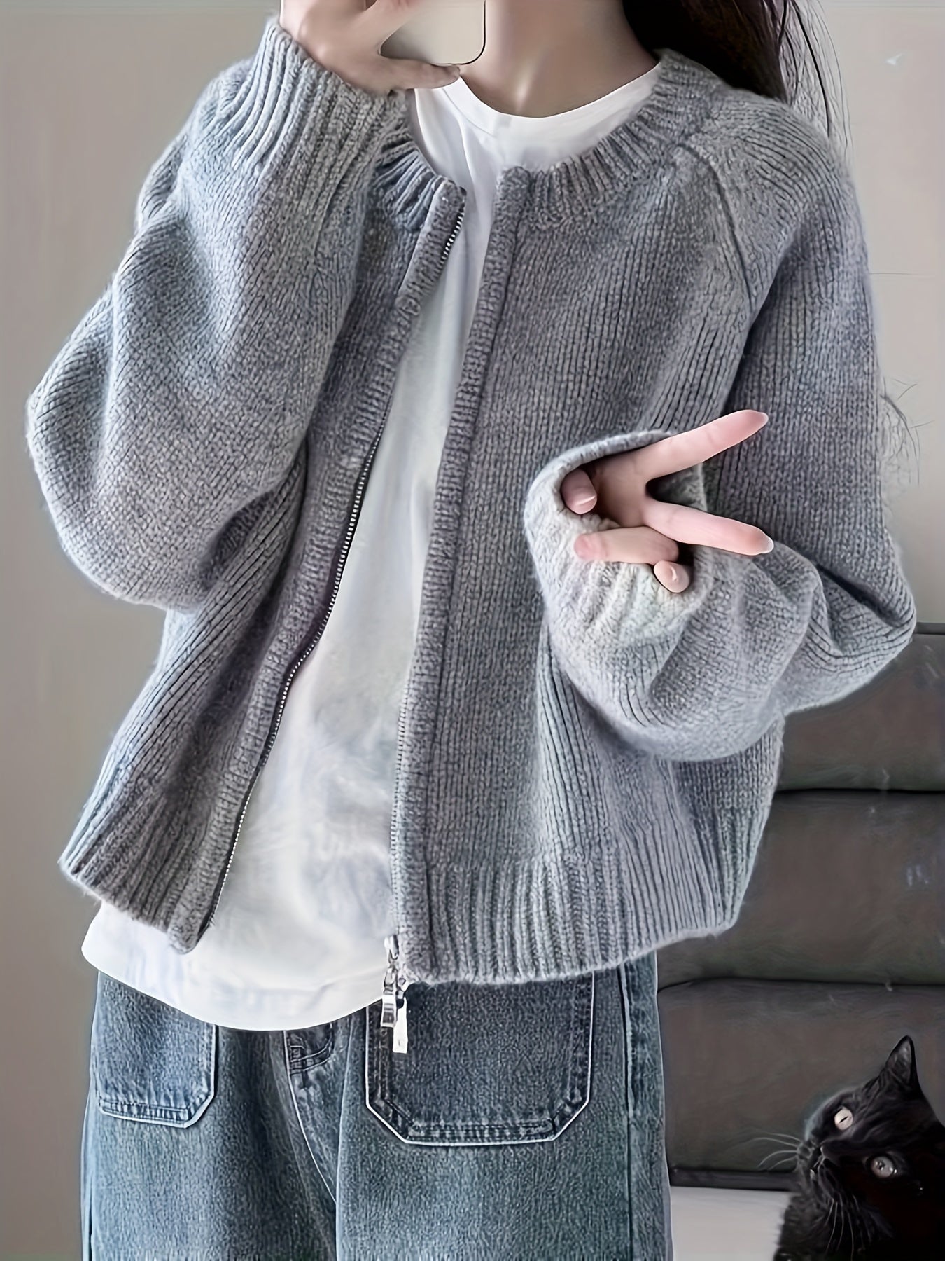 Jivrae | Damesvest met volledige ritssluiting – Lichtgewicht casual en comfortabel gebreid vest