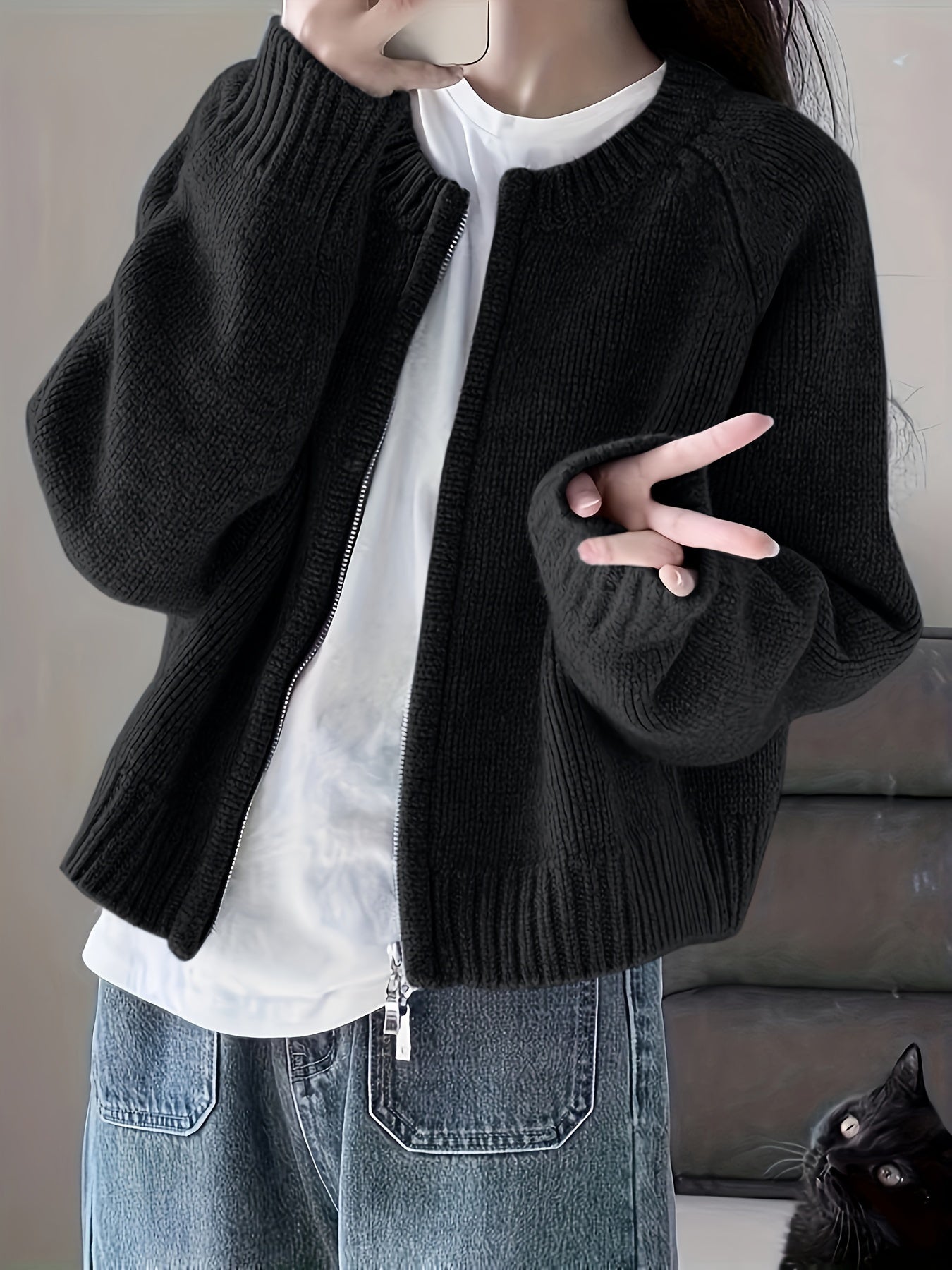 Jivrae | Damesvest met volledige ritssluiting – Lichtgewicht casual en comfortabel gebreid vest