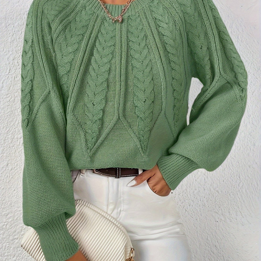 Kalyth | Pull en maille torsadée pour femme à manches lanternes – Haut élégant pour l'automne et l'hiver