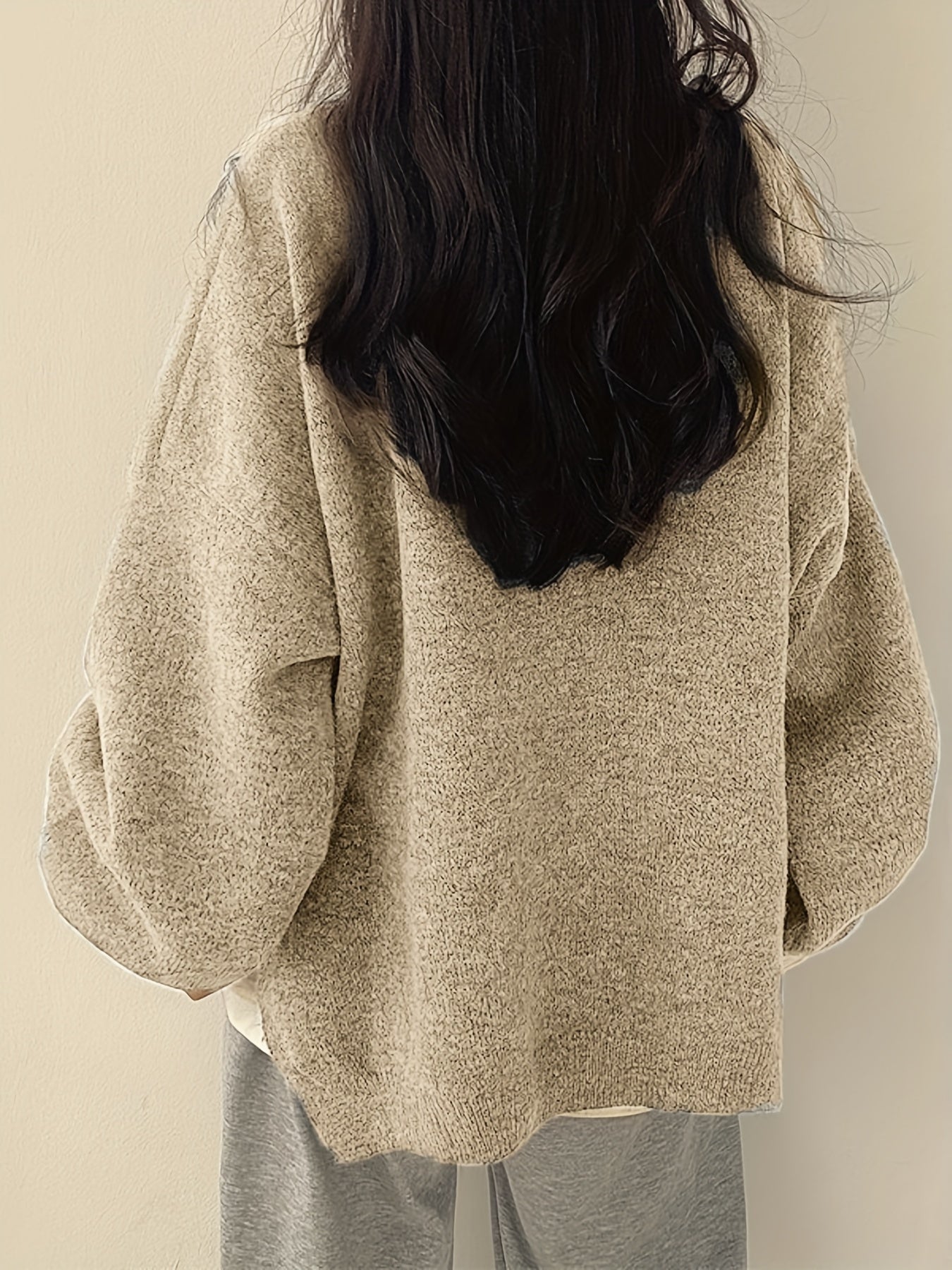 Briallen | Women's Oversized Sweater with Side Slits - Casual Drop-Shoulder Design