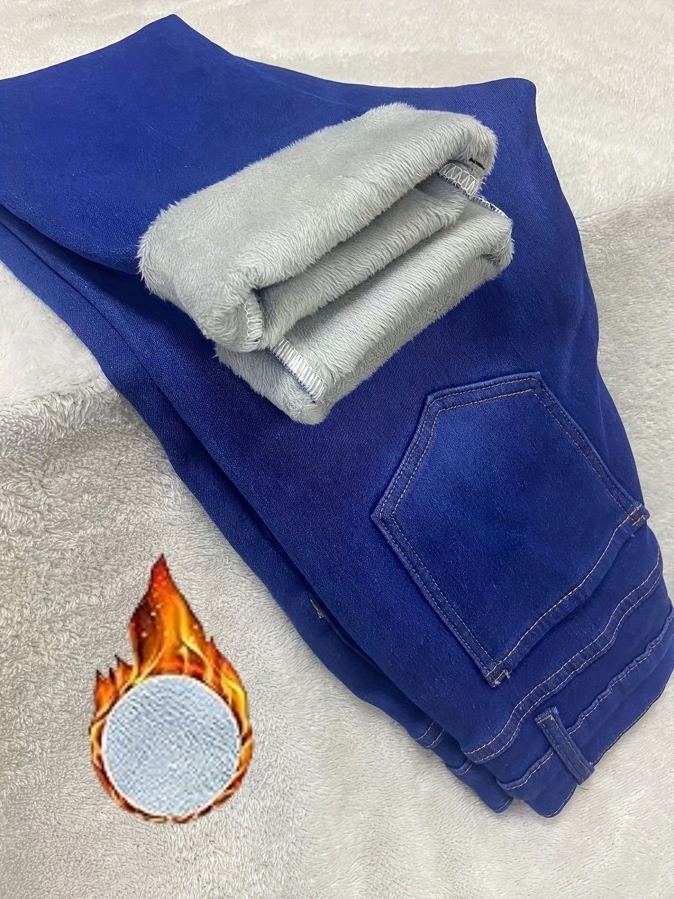 Odessa | Skinny jeans met fleecevoering - warme stretch denim met schuine zakken, knoopsluiting, comfortabele pasvorm