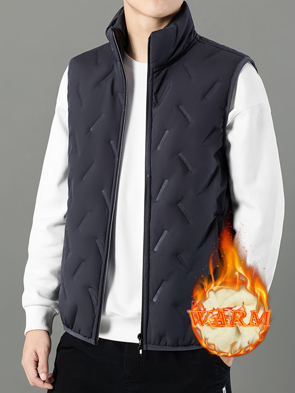 Kester | Winter Warme Heren Casual Geometrische Staande Kraag Fleece gevoerd Mouwloos Vest, Winddichte Buitenkleding