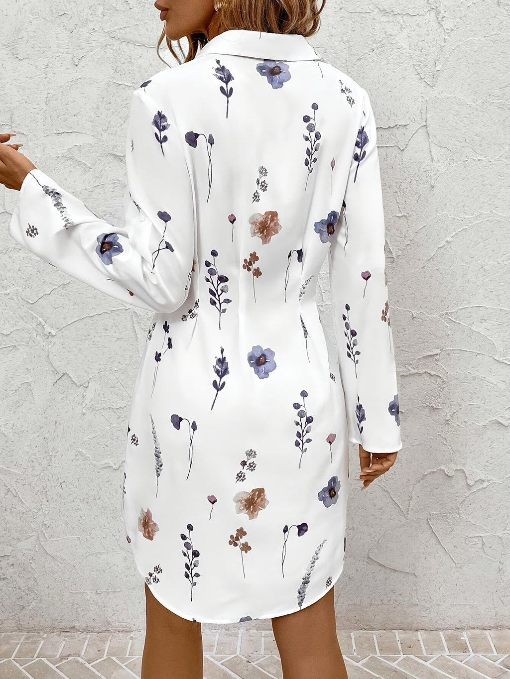 Atarah | Elegant Floral Print Shirt Dress - Long Sleeve, Casual and Chic