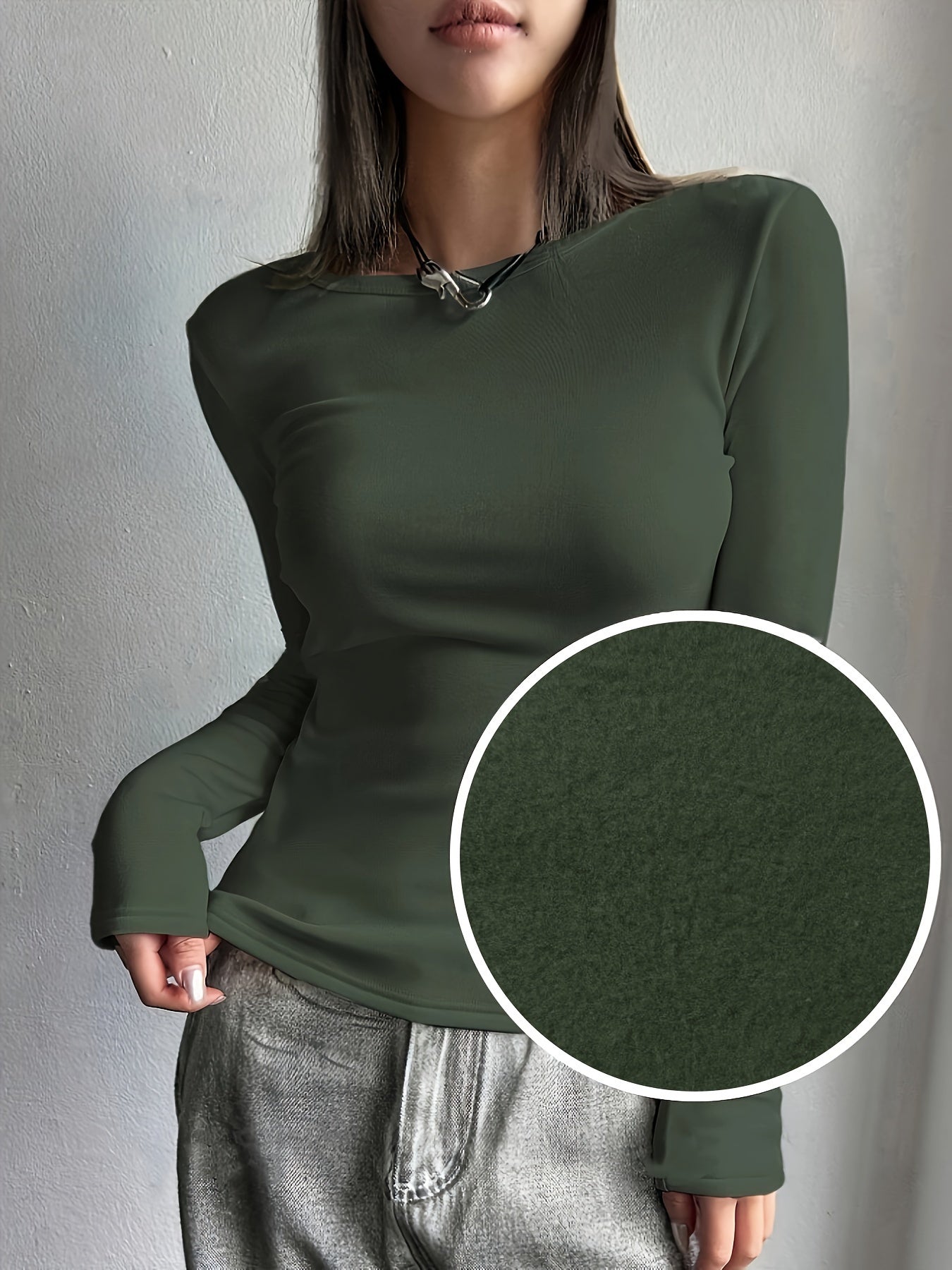 Valeria | Women's Thermal Knit Slim Fit Top, Fleece Lined Warm Baselayer, Winter Long Sleeve Top