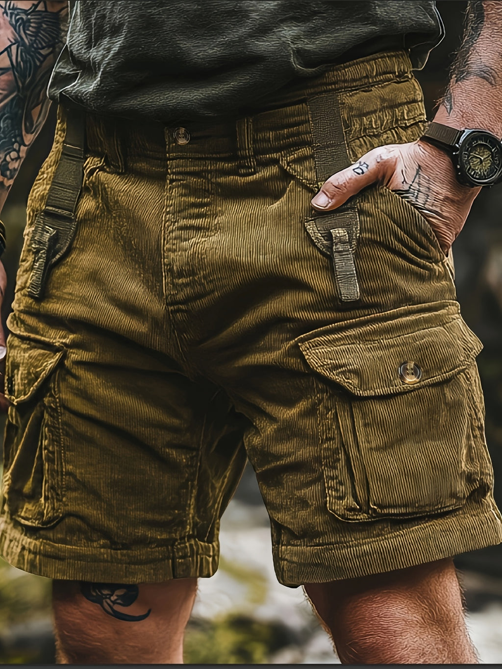 Velion | Herenoverall van corduroy met 3D-weefpatroon – casual broek, ritssluiting