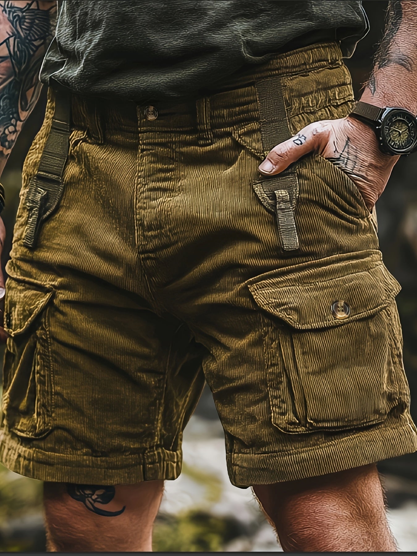 Velion | Herenoverall van corduroy met 3D-weefpatroon – casual broek, ritssluiting