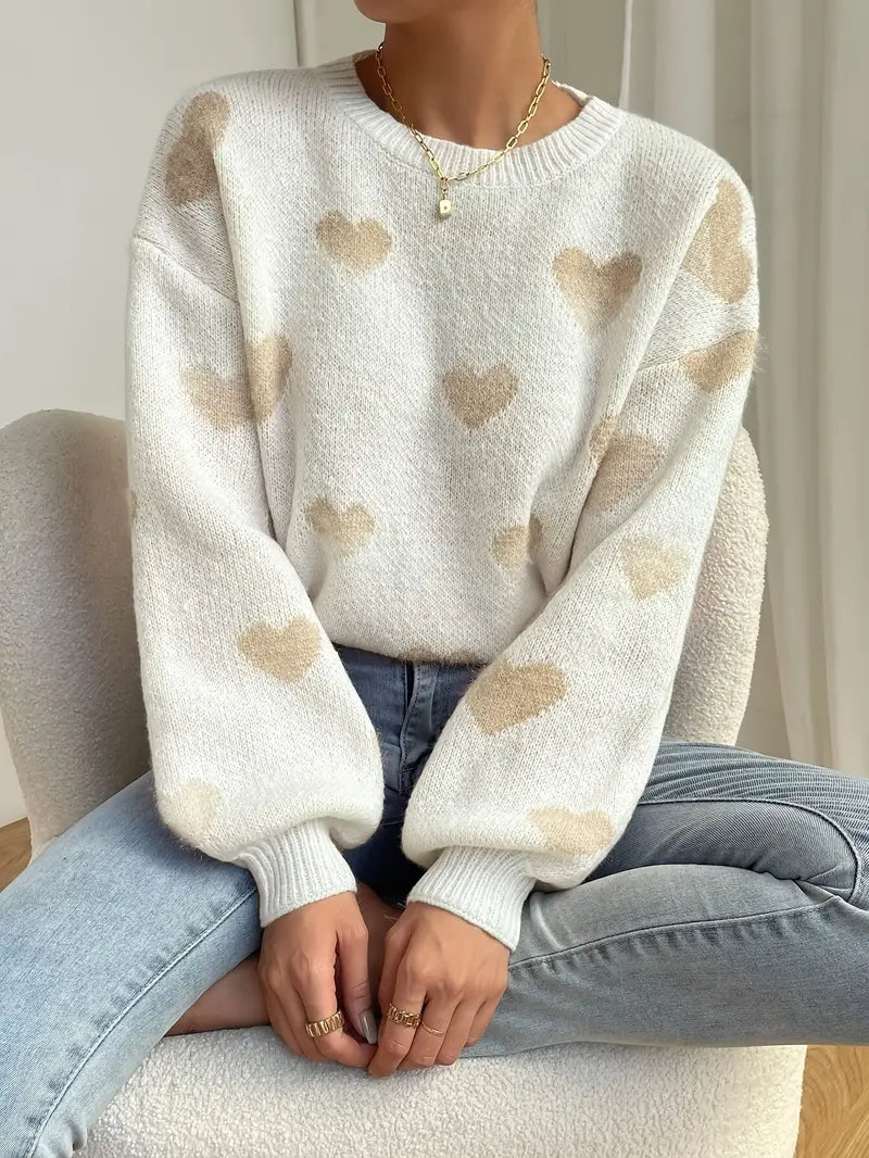 Alira | Elegante Damestrui met Hartpatroon Stijlvolle Casual Gebreide Trui voor Herfst & Winter
