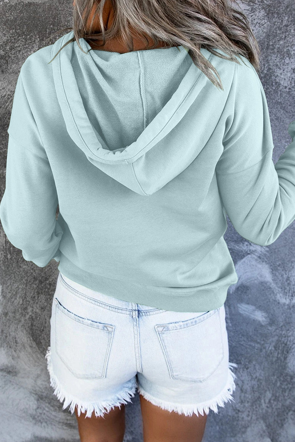 Diletta |  Basic hoodie – Drukknopen aan de voorkant, verstelbaar trekkoord, casual pullover-sweatshirt