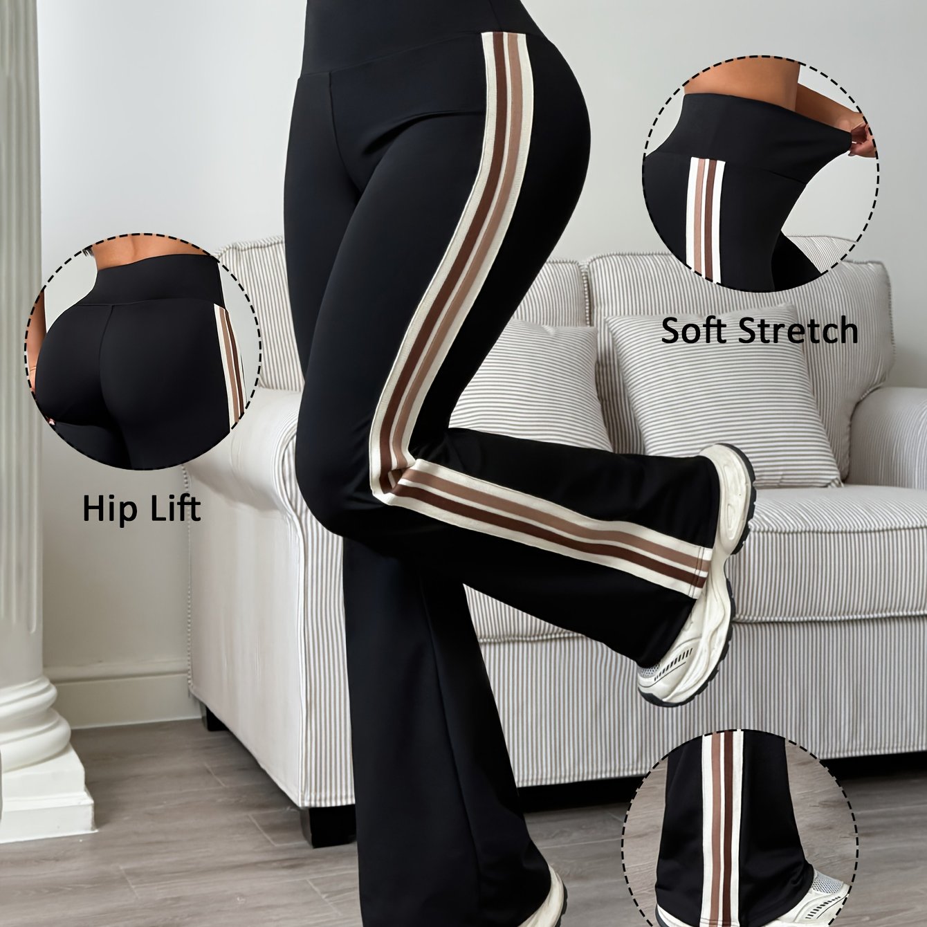 Nivellea | Damesbroek met kleurblokken en strepen – Casual sportieve lange broek