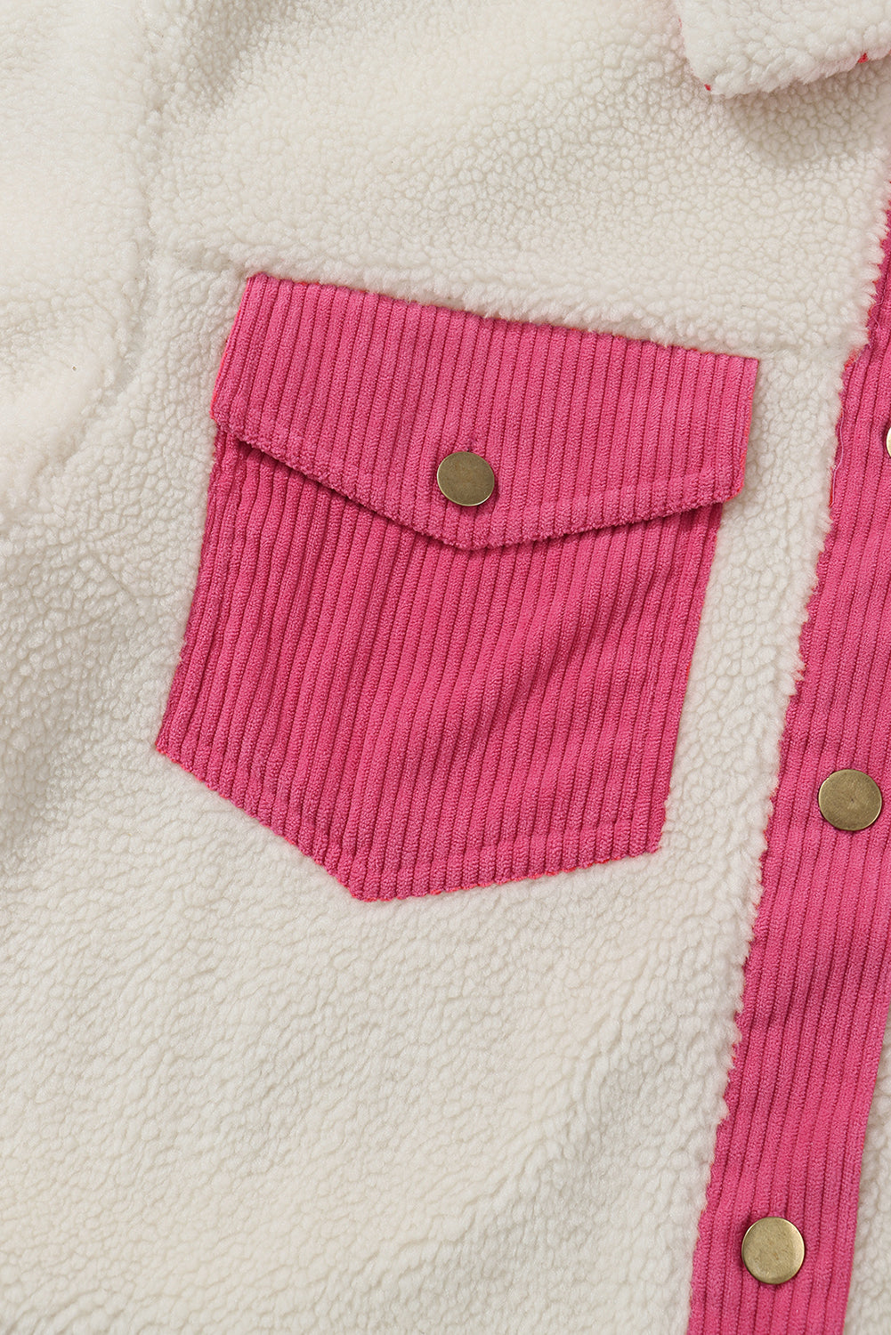 Fiorella | Multicolor sherpa corduroy Knoopsluiting Gewatteerd damesjack