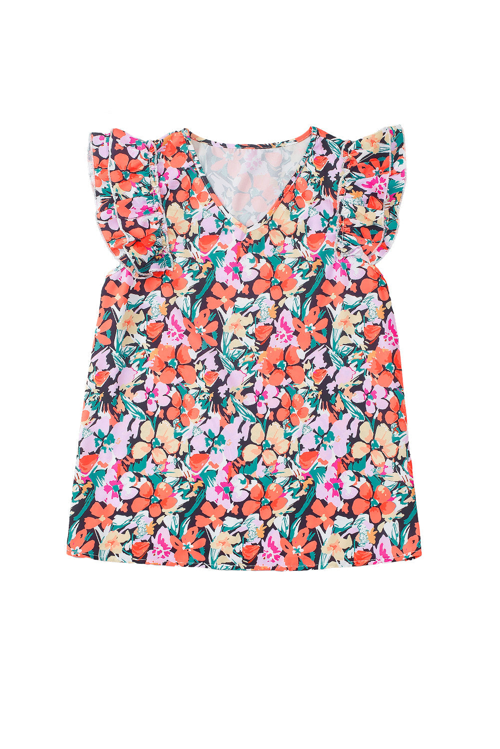 Marzena | Multicolour floral blouse with ruffled sleeves - Stylish women's top