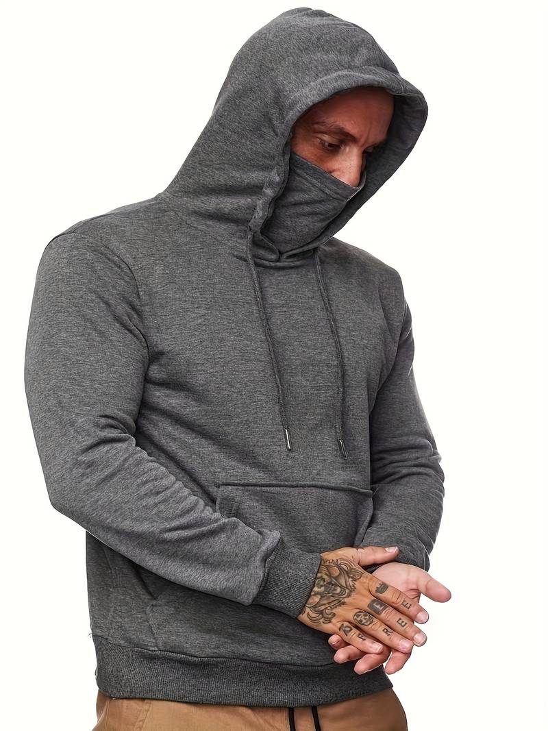 Xavian | Trendy herenhoodie met ingebouwd gezichtsmasker - Stijlvol Pullover Sweatshirt