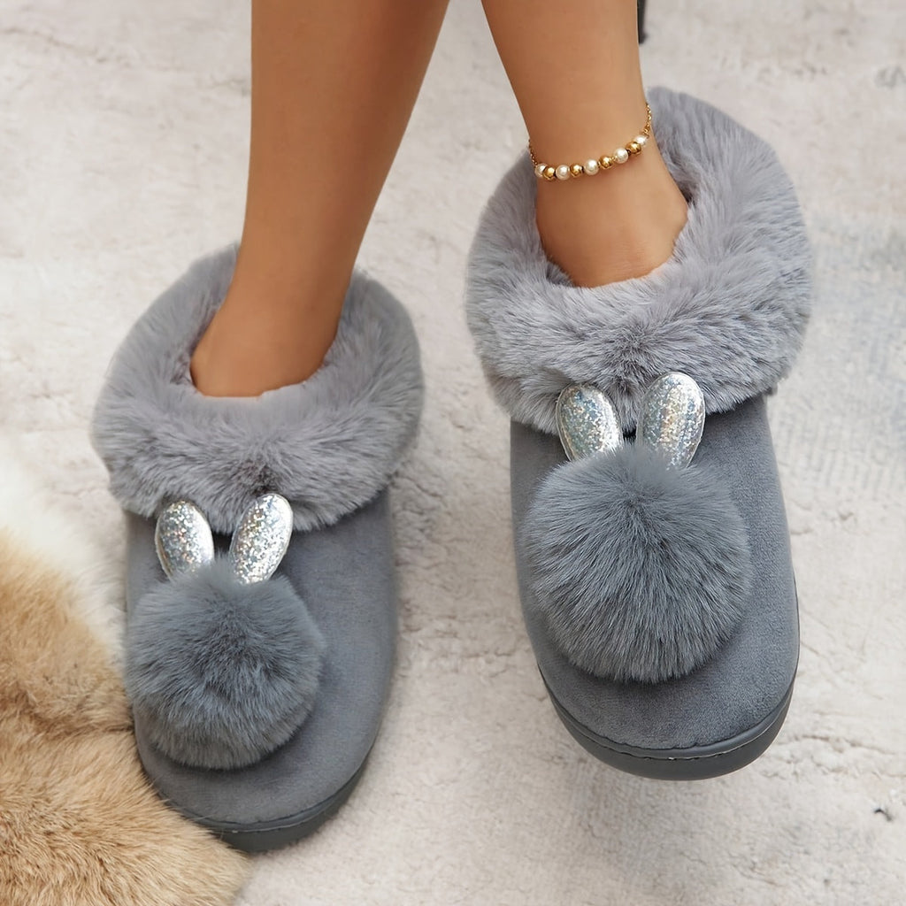 DazzleStep | Pluche gevoerde winter slip-on pantoffels met strass Decor - Gezellig en stijlvol indoor schoeisel