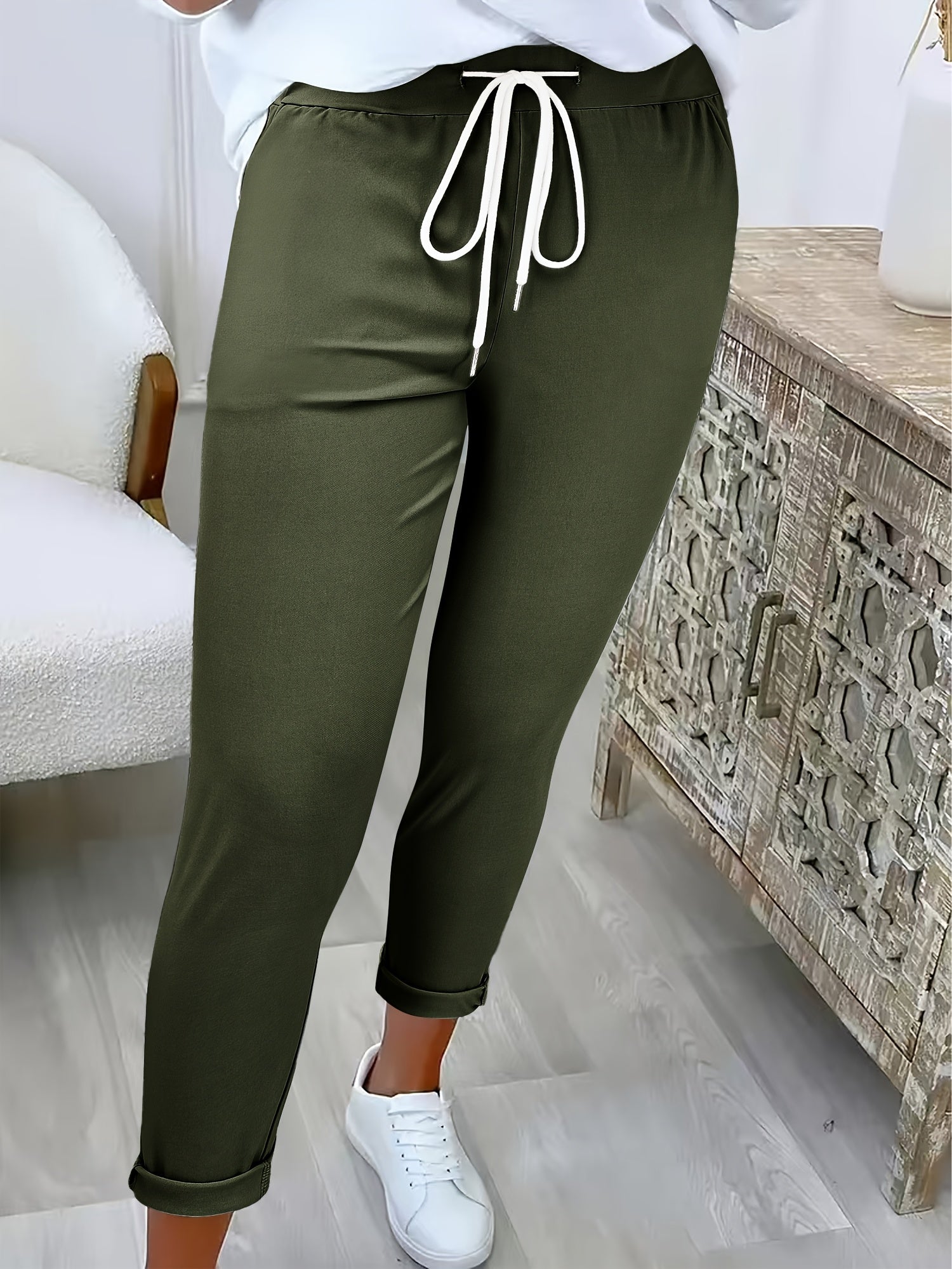 Avelith | Casual broek met trekkoord voor dames – Slim fit, elastische taille, ademend