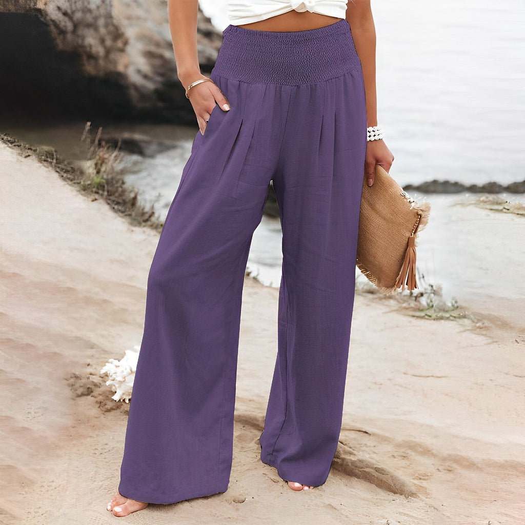 Vanthira | Wide-leg Pants, Breathable - High Waist, Loose Fit, Elastic Waistband