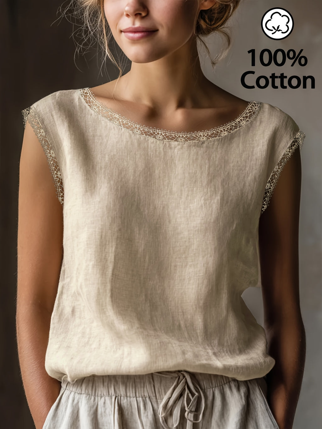 Orlavia | Dames kanten blouse – zomerse retro top, losse en casual pasvorm