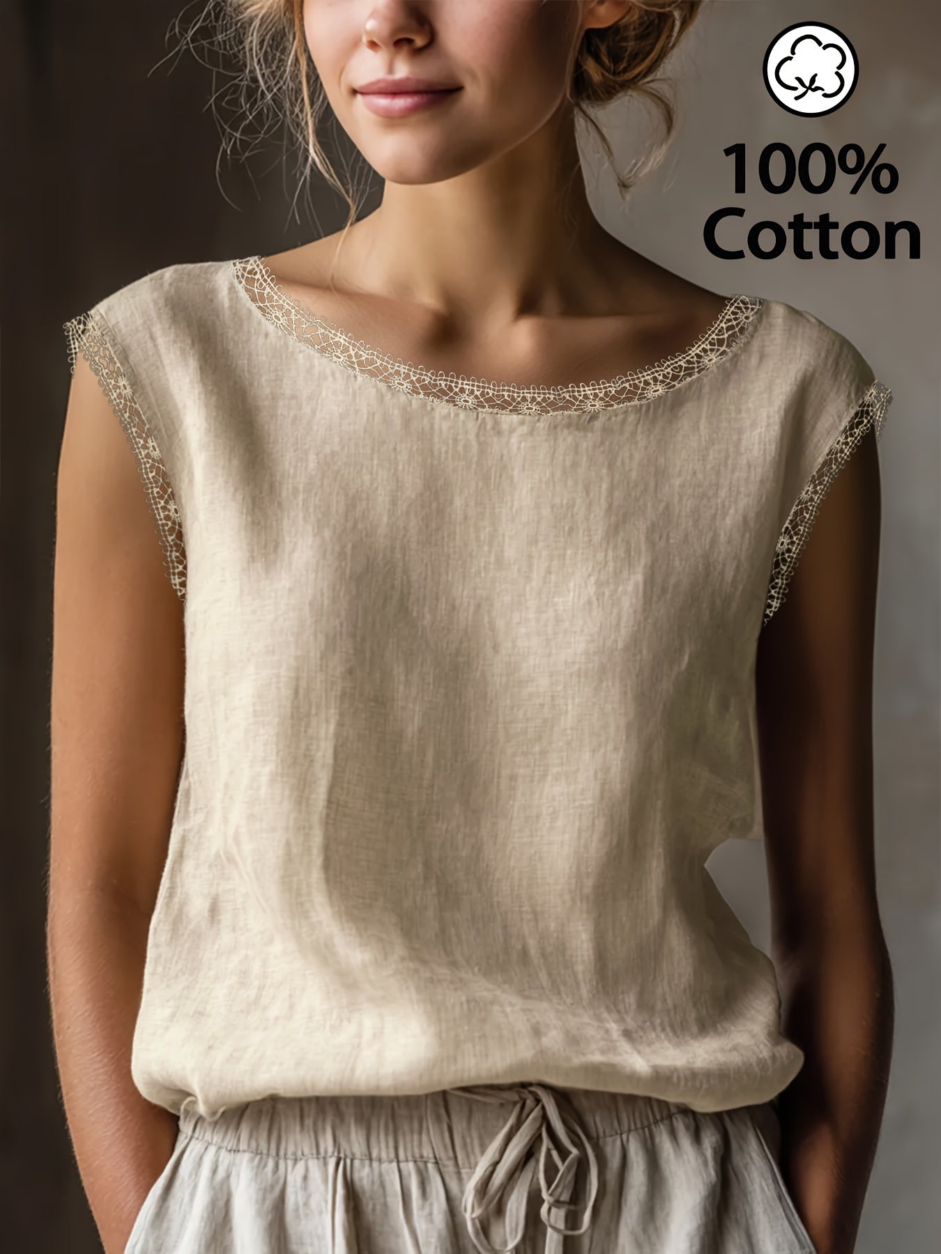 Orlavia | Dames kanten blouse – zomerse retro top, losse en casual pasvorm