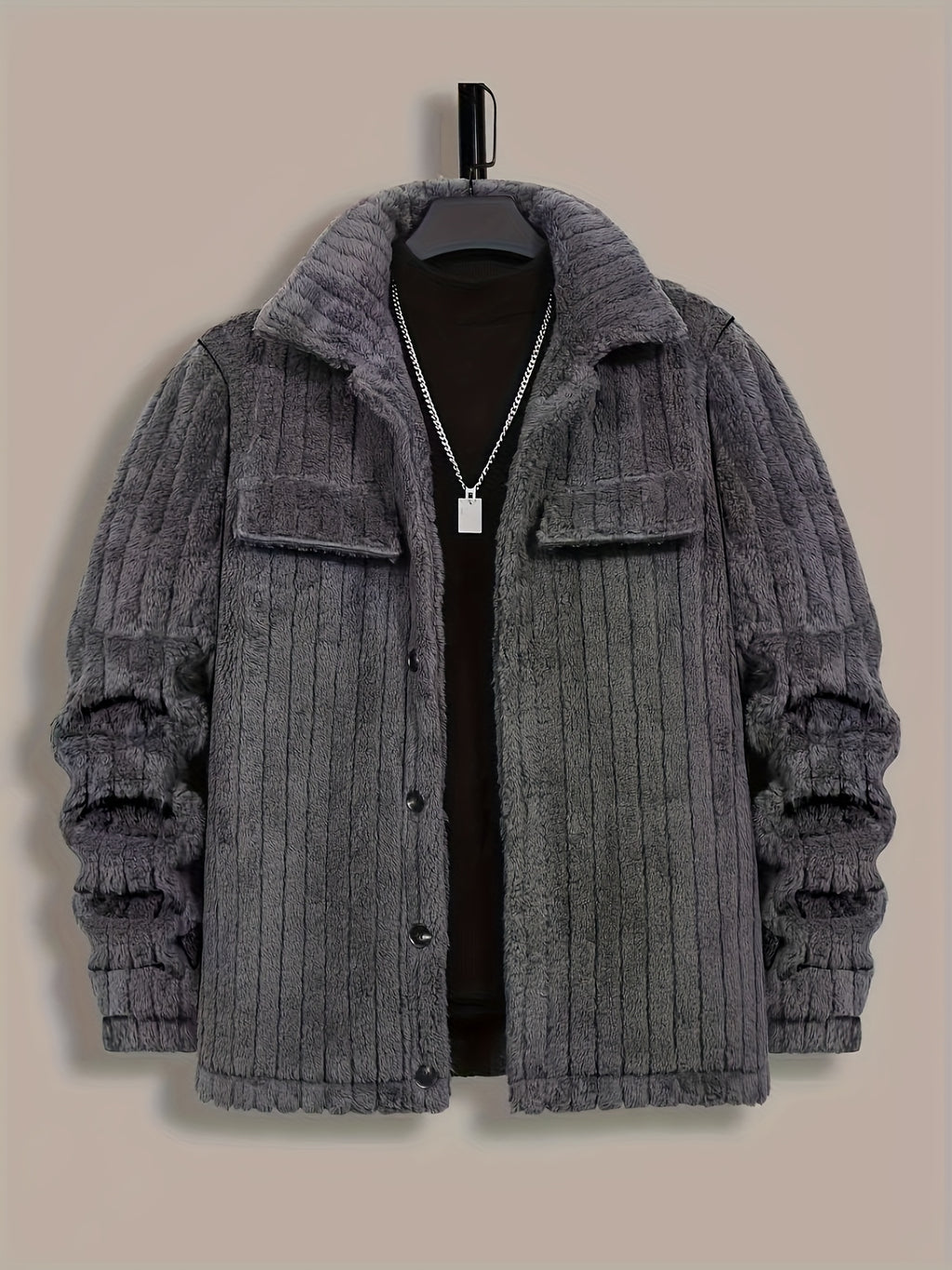 Bryler | Winterjas – Pluche fleecejas met luxe kraag, enkele knoopsluiting, zachte grijze casual bovenkleding