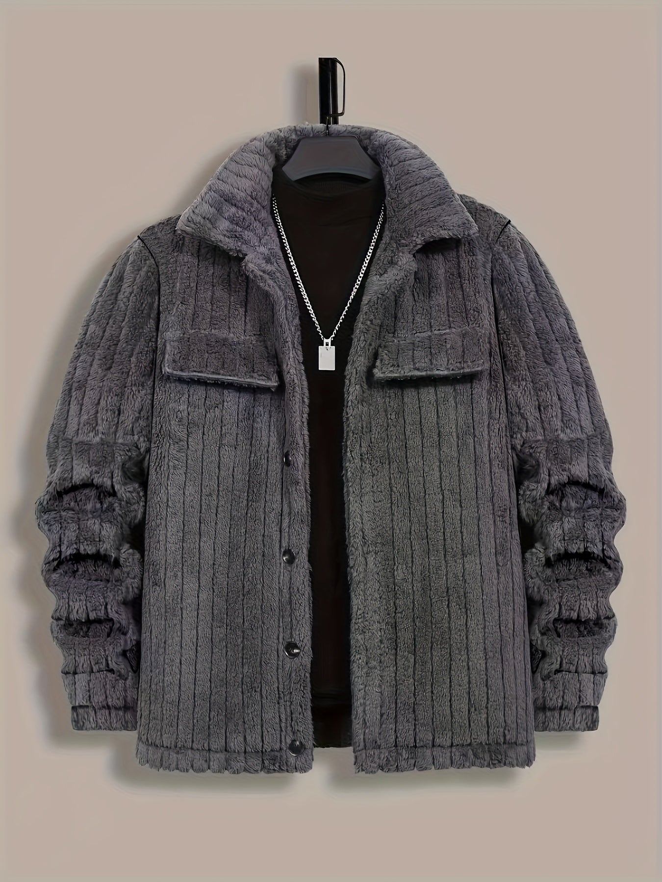 Bryler | Winterjas – Pluche fleecejas met luxe kraag, enkele knoopsluiting, zachte grijze casual bovenkleding
