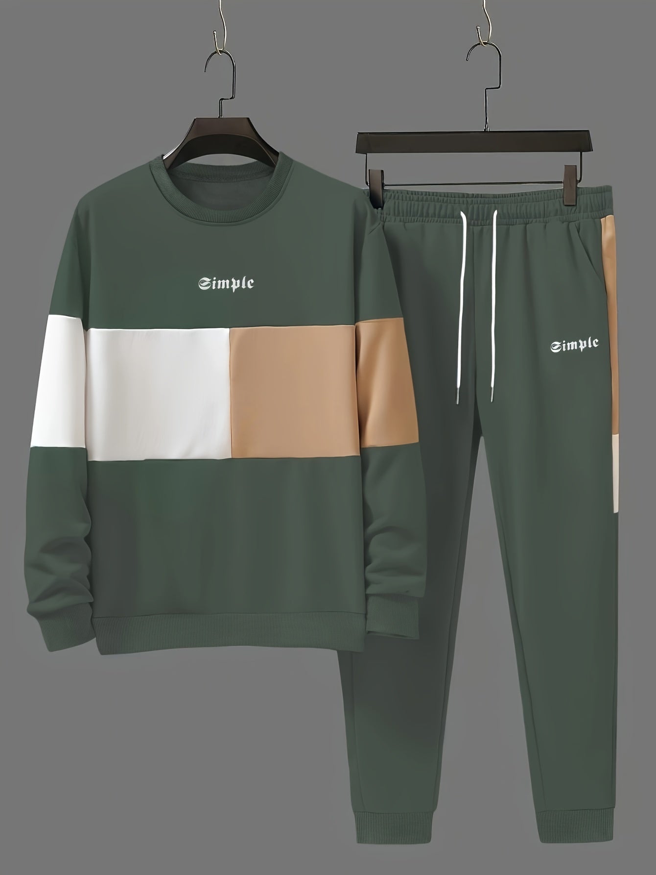 Valiant | Sweater & joggerset met kleurblok voor heren - Casual trainingspak met lange mouwen