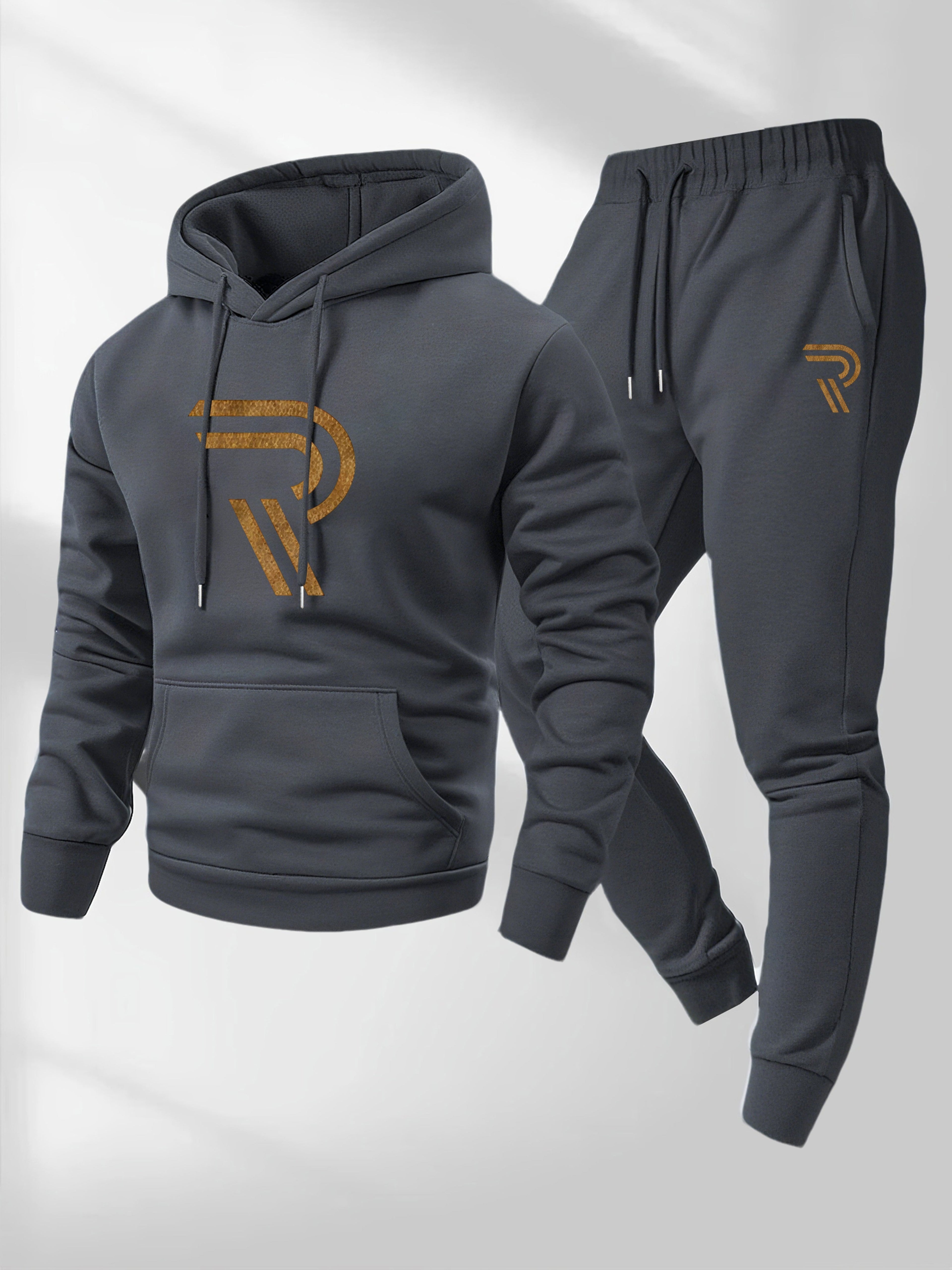 Knudsen | Sportieve hoodie en joggingbroek voor heren – “R”-logo, casual trainingspak, herfst/winter