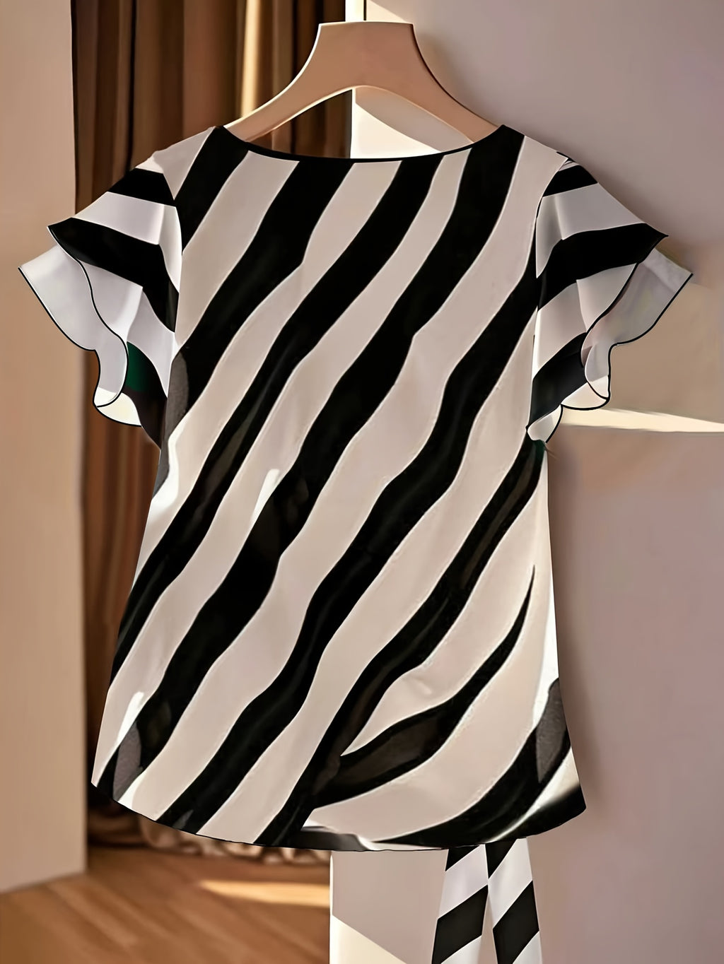 Kelyn | Casual zomertop voor dames – Gestreepte blouse met V-hals en strik in de taille
