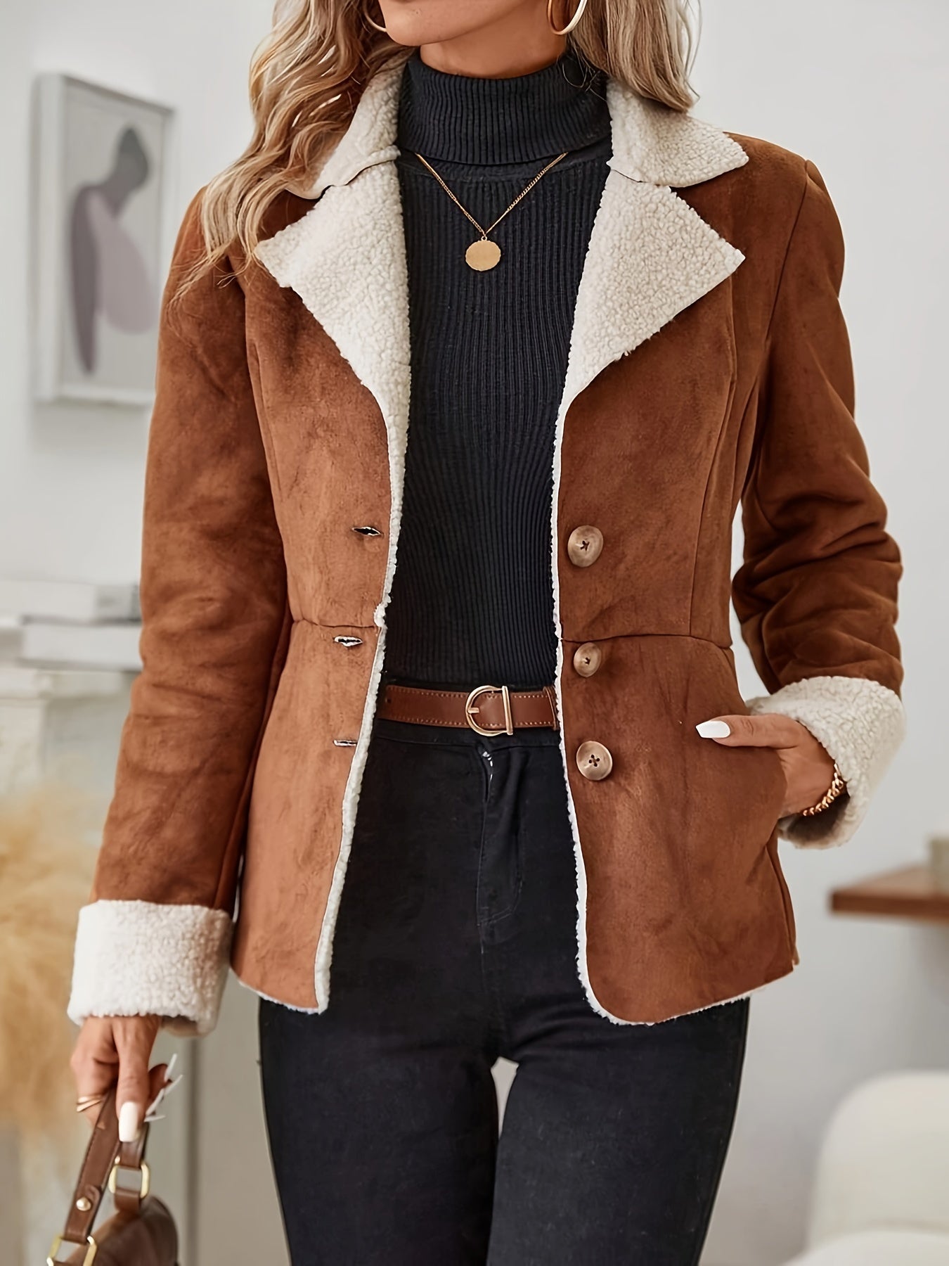 Myrna | Thermische jas met sherpa voering - Casual lange mouw met reverskraag en knoopsluiting voor dames