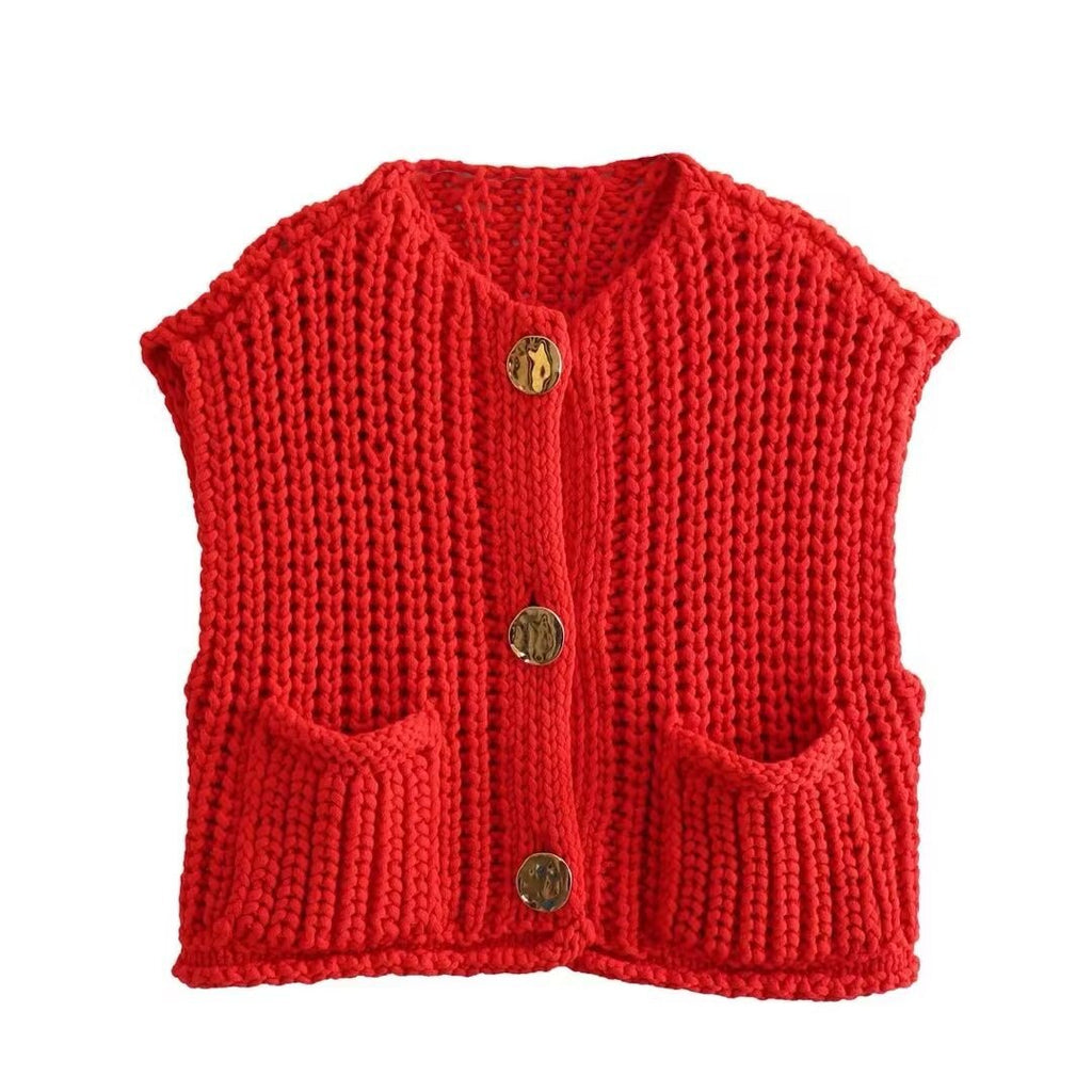 Minda | Elegant mouwloos kort gebreid vest