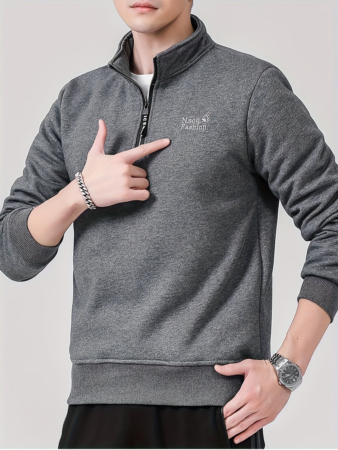 Hudson | Heren fleece-gevoerd Sweatshirt met staande kraag - warme casual jas voor koud weer, stijlvol en comfortabel