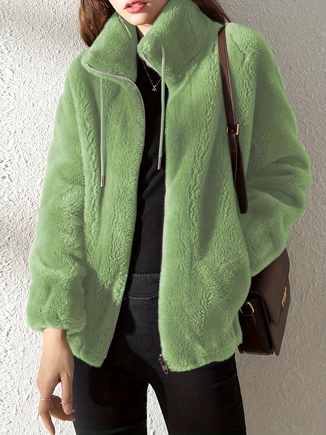 Malirae | Warme fleece jas met ritssluiting voor dames – hoge kraag,  comfortabele winterjas voor buiten