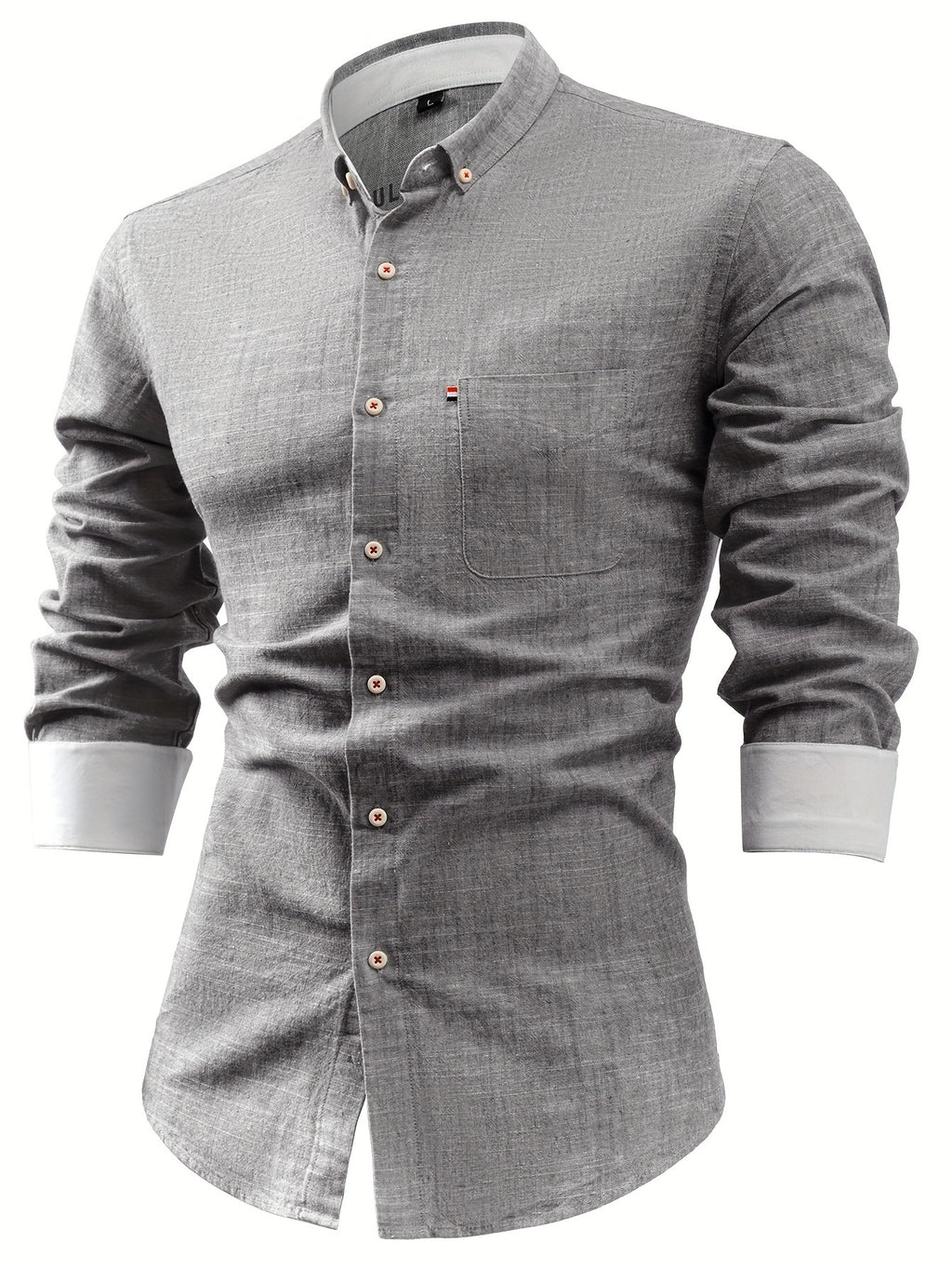 Wolfram | Men's Vintage Style Long Sleeve Button-Down Shirt - Cotton-Linen Blend