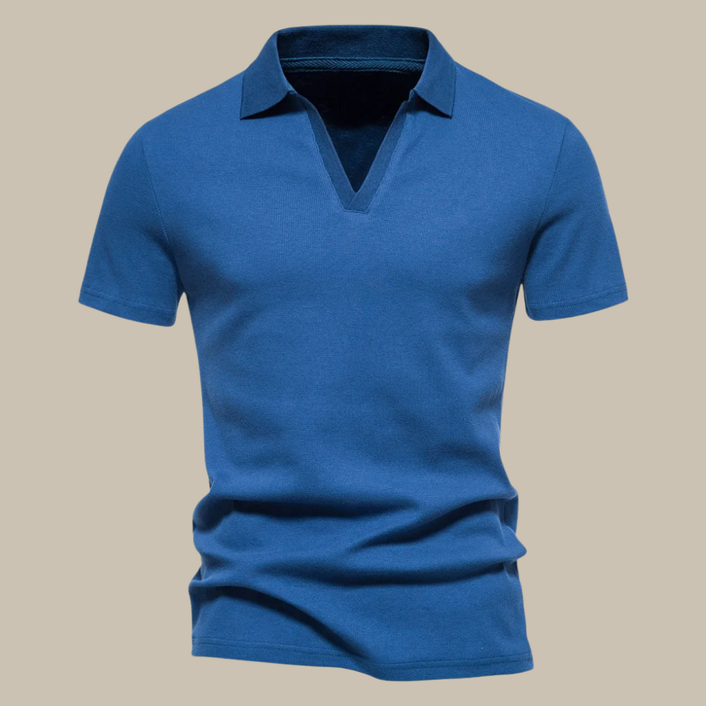Alessio | Herenpolo met korte mouwen en V-hals - Merino Wol Polo