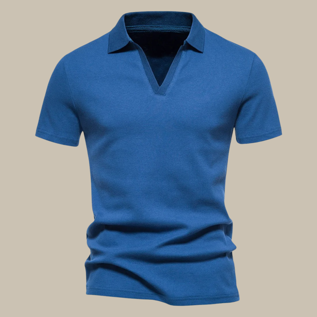 Alessio | Herenpolo met korte mouwen en V-hals - Merino Wol Polo