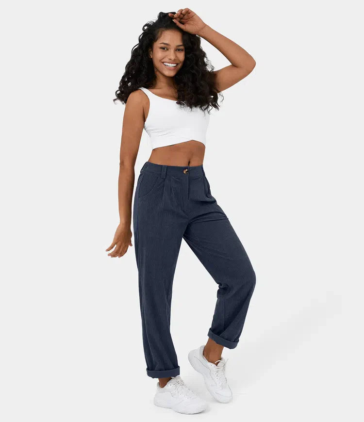 Judita | Pantalon en velours côtelé taille haute pour femme - confortable, élégant et polyvalent