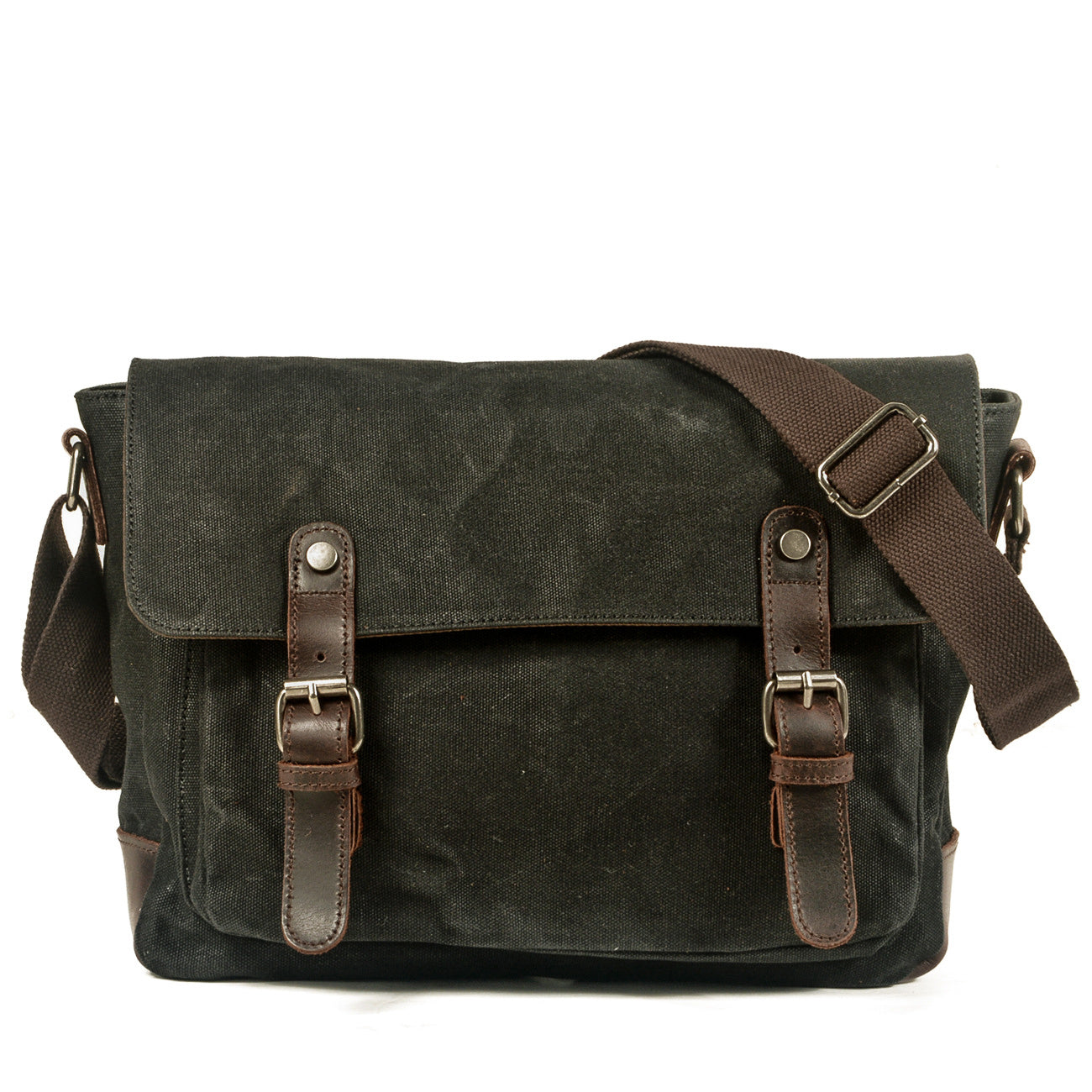 UrbanGear | Vintage Canvas Leren Heren Schoudertas - Grote Capaciteit