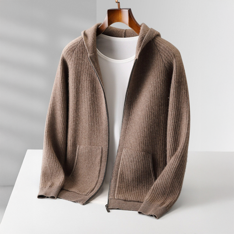 Delyan | Luxe kasjmier hoodie voor heren – Zachte, warme jas met capuchon en ritssluiting