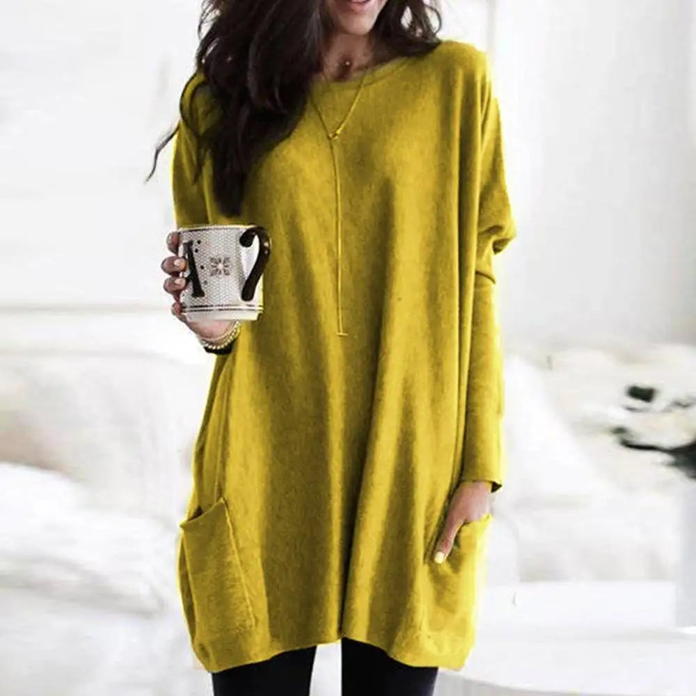 Julietta | Oversized damestrui, zachte katoenmix, zakken, casual en comfortabele pullover
