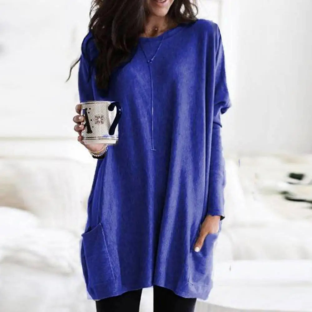 Julietta | Oversized damestrui, zachte katoenmix, zakken, casual en comfortabele pullover