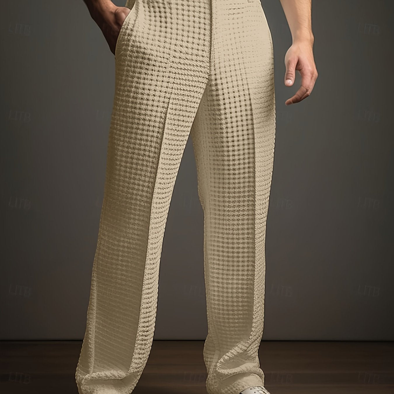 Archer | Rechte casual broek voor heren – zakelijke chino met wafelstructuur, slim fit kantoorbroek
