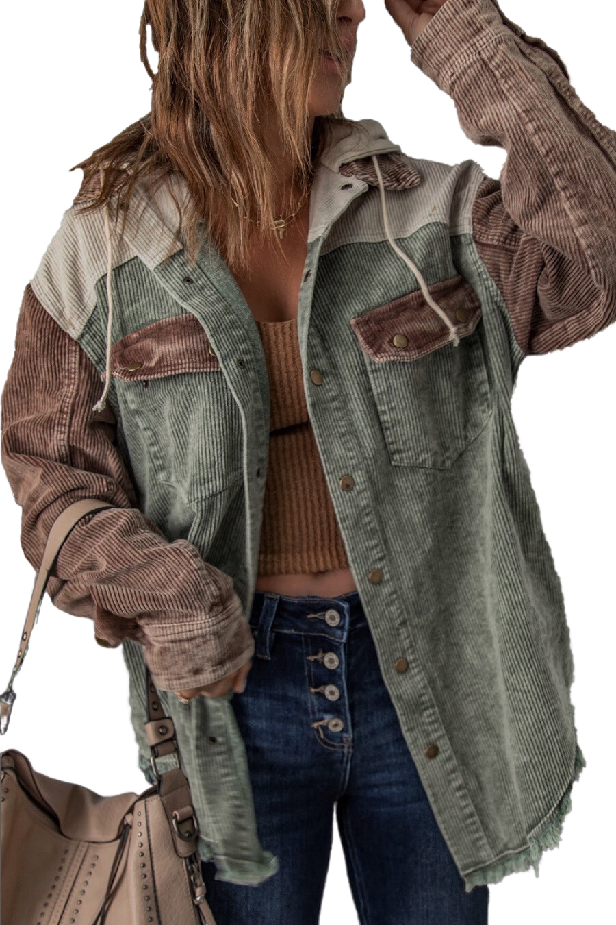 Peony | Retro Corduroy Los Hemdjasje met Capuchon voor Dames - Casual mode Bovenkleding