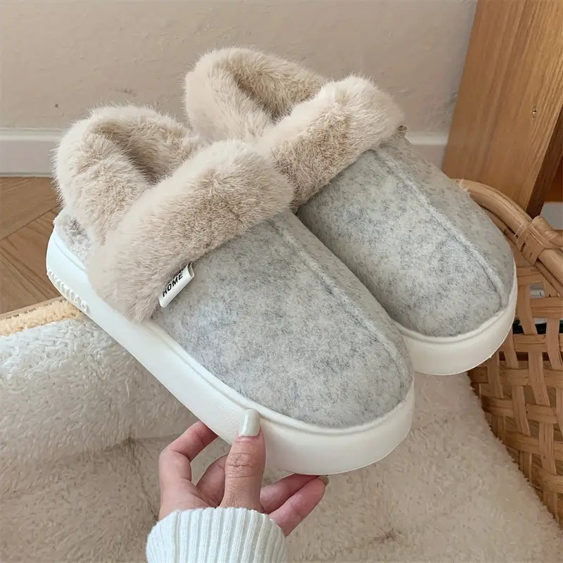FluffSteps | Pantoufles chaudes en fourrure pour femmes en hiver - Pantoufles d'intérieur confortables, semelle antidérapante