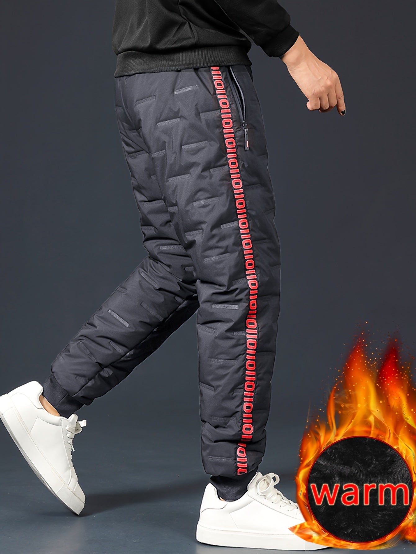 Casper | Heren fleece gevoerde winter jogger broek met rits en koord - warme sportbroek voor buiten activiteiten