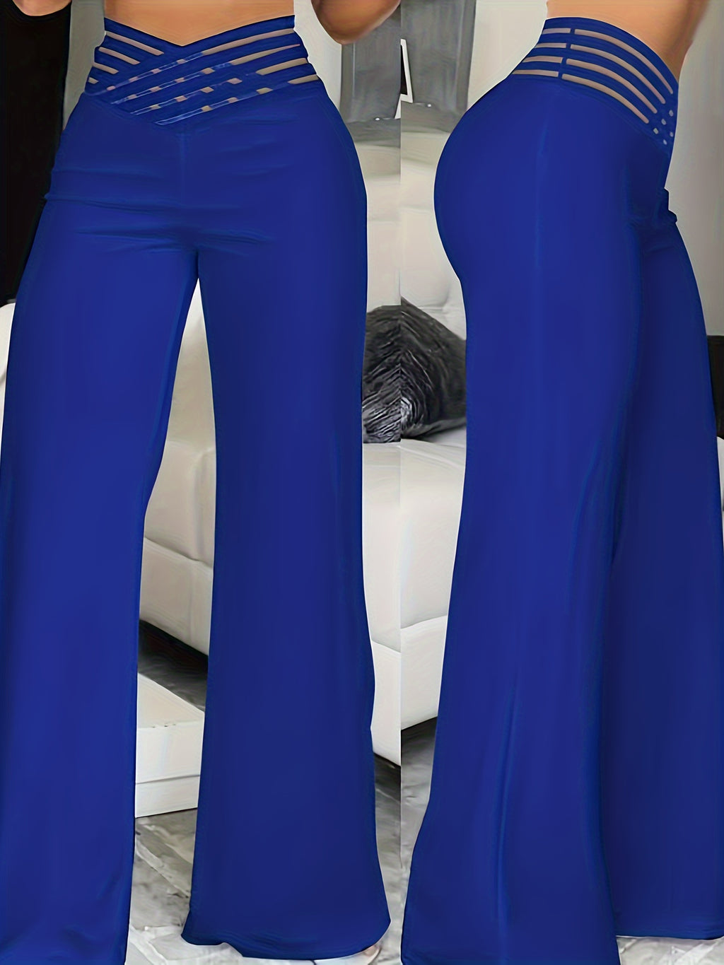 Syrene | Hoge taille broek met wijde pijpen voor dames – Elegant kruisdetail, rekbaar, comfortabel