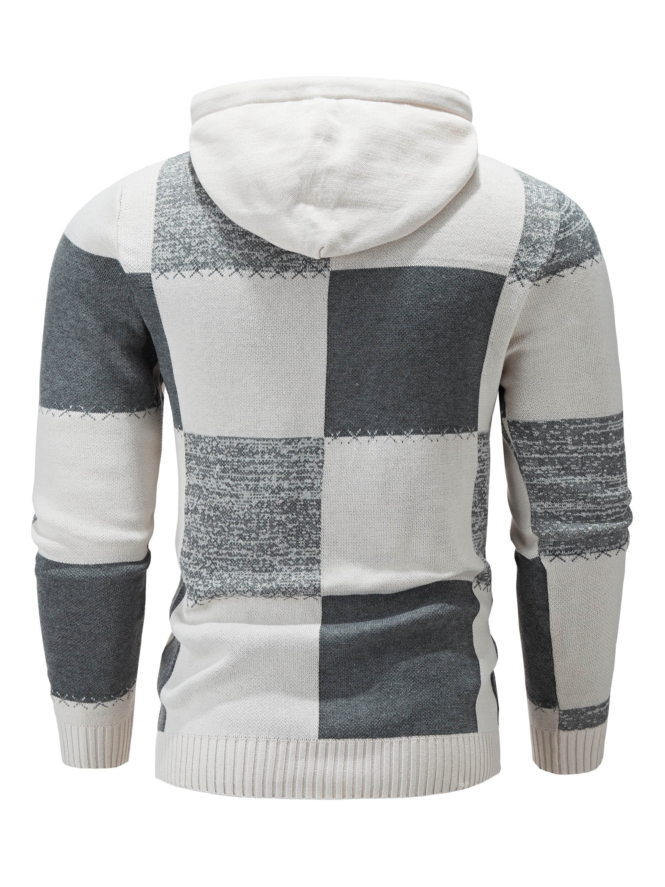 Cedar | Slim fit trui met capuchon voor heren - Casual geruit kleurenblok voor buitensport & winter