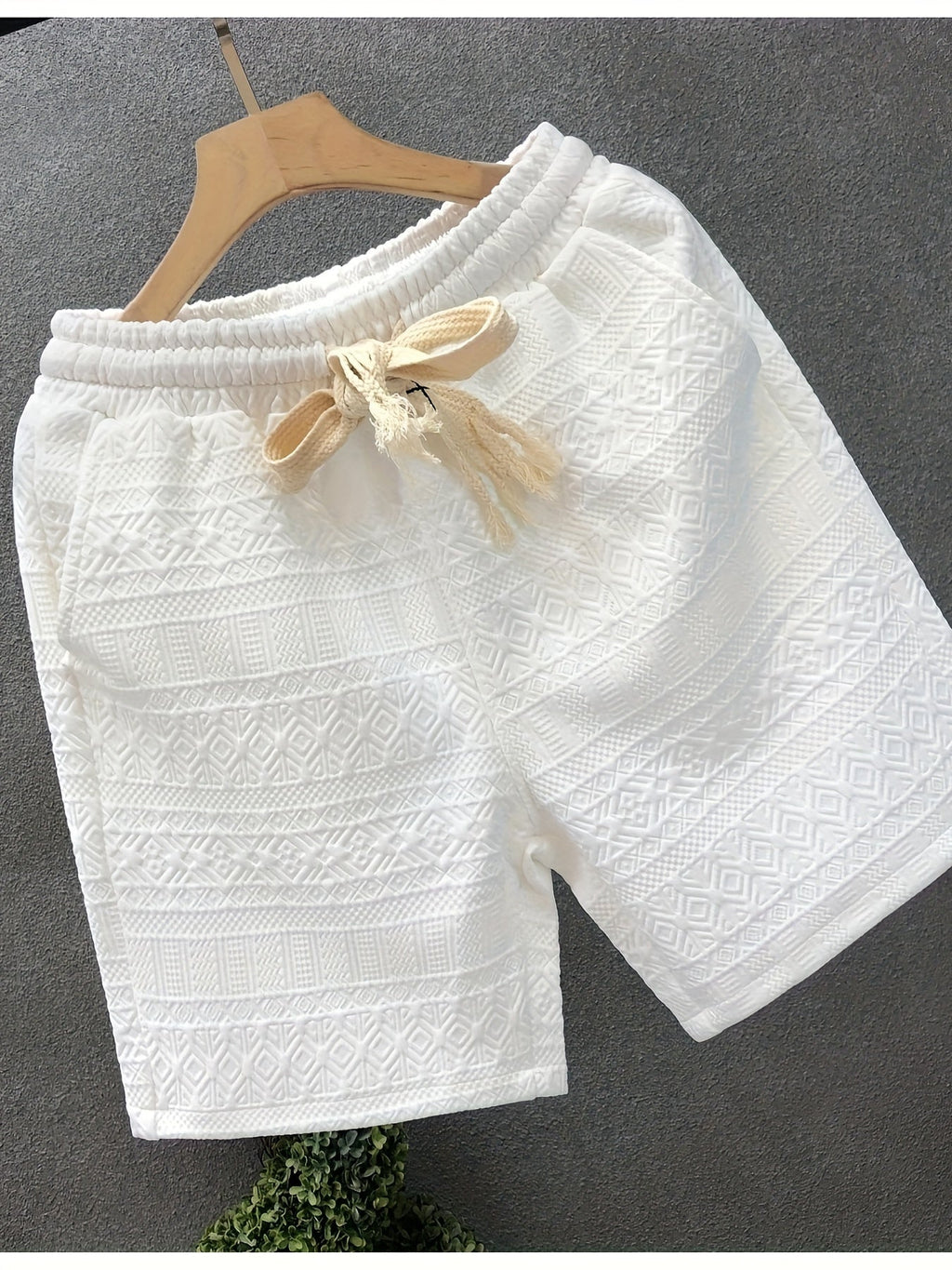 Brunno | Casual Trekkoordshort voor heren - Geometrisch patroon in reliëf, ademend, comfortabel