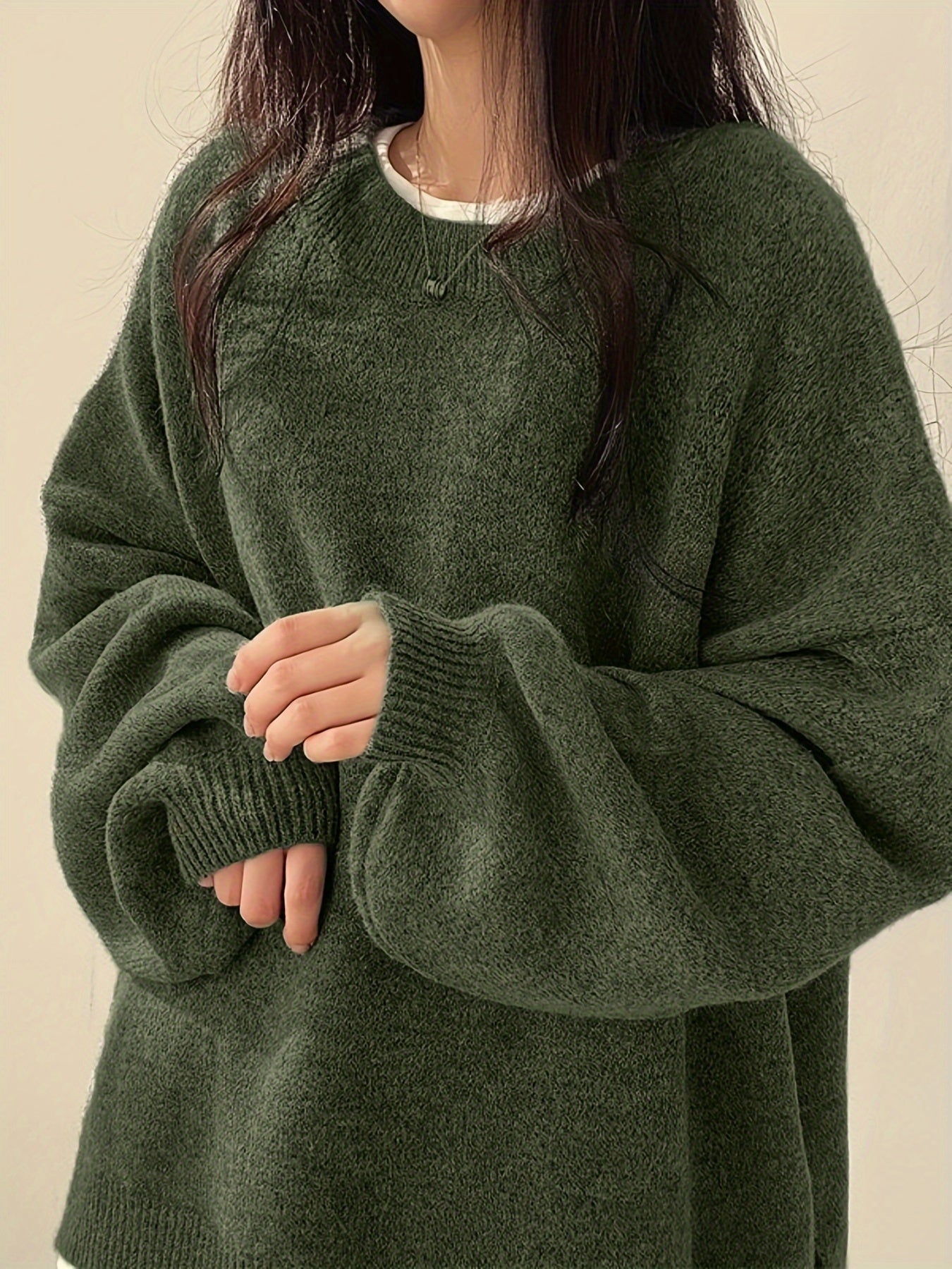 Briallen | Damesoversized trui met zijsplitten - Casual druppel-schouder ontwerp