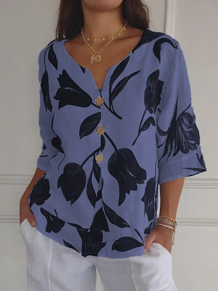 Brunhilde - Chemise à col en V pour femmes